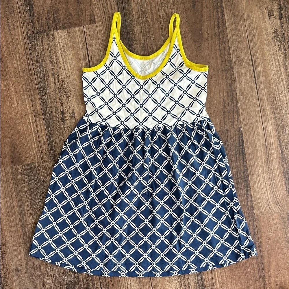 GAP Navy and White Kids Dress with Yellow Trim